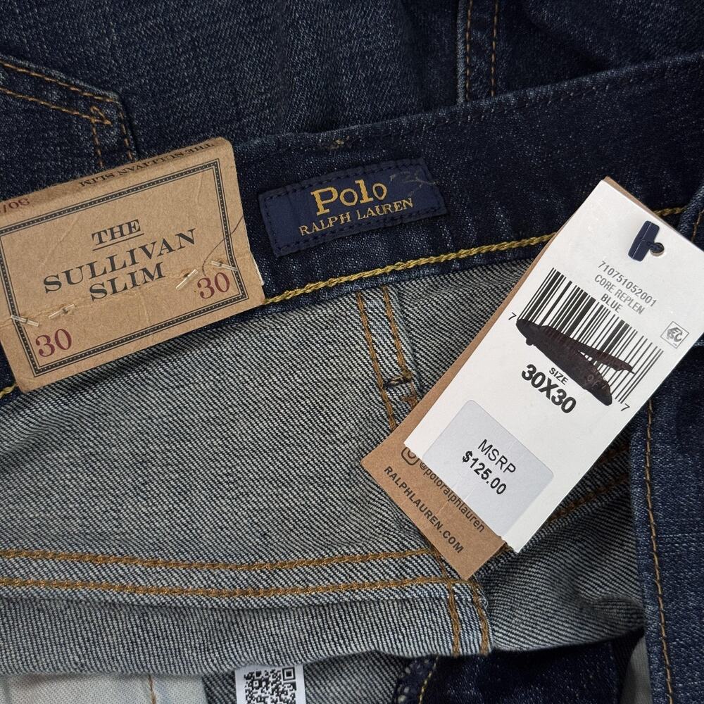 Polo Ralph Lauren Jeans Mens 30 X 30 The Sullivan Slim Dark Wash Stretch Denim - Picture 3 of 10